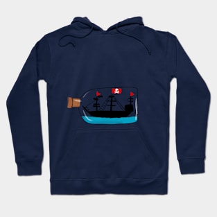 Kids Pirate Ship in a Bottle Drawing Hoodie